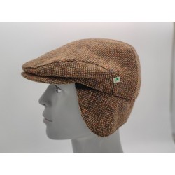 Traditional Irish Donegal Tweed Flat Cap/Paddy Cap - Speckled/Fleck Brown -100% Wool - Padded - With Foldable Earflaps - HANDMADE IN IRELAND