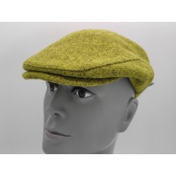 Traditional Irish Tweed Flat Cap - Olive/Lime Green - 100% Pure New Wool - Padded - HANDMADE IN IRELAND