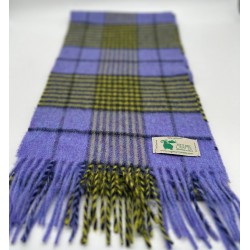 Luxurious Irish Lambswool Scarf in Peri Peri Purple and Golden Yellow Tartan Plaid - Handcrafted Elegance for Winter - Long -MADE IN IRELAND