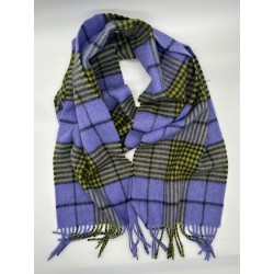 Luxurious Irish Lambswool Scarf in Peri Peri Purple and Golden Yellow Tartan Plaid - Handcrafted Elegance for Winter - Long -MADE IN IRELAND