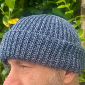 Handloomed Pure New Wool Beanie - Unisex, Denim Blue (Deep Blue), Donegal Yarn