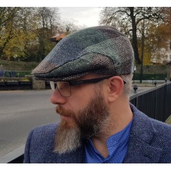 Traditional Irish tweed flat cap - brown/green check - 100% wool -padded - ready for shipping -HANDMADE IN IRELAND