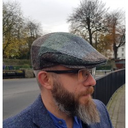 Traditional Irish tweed flat cap - brown/green check - 100% wool -padded - ready for shipping -HANDMADE IN IRELAND