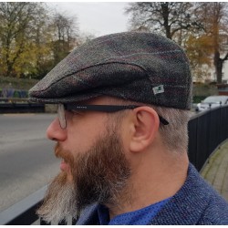 Traditional Irish Tweed Flat Cap - Paddy Cap - Green/Red/Blue Tartan/ Plaid/ Check - 100% Pure New Wool - Padded - HANDMADE IN IRELAND