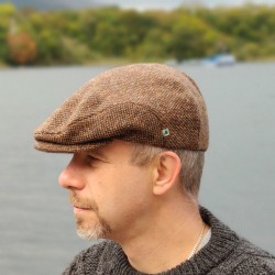 Traditional Irish Tweed Flat Cap  / Paddy cap - Speckled Brown / Multicolour Fleck -100% Pure New Wool - Padded/Quilted- HANDMADE IN IRELAND